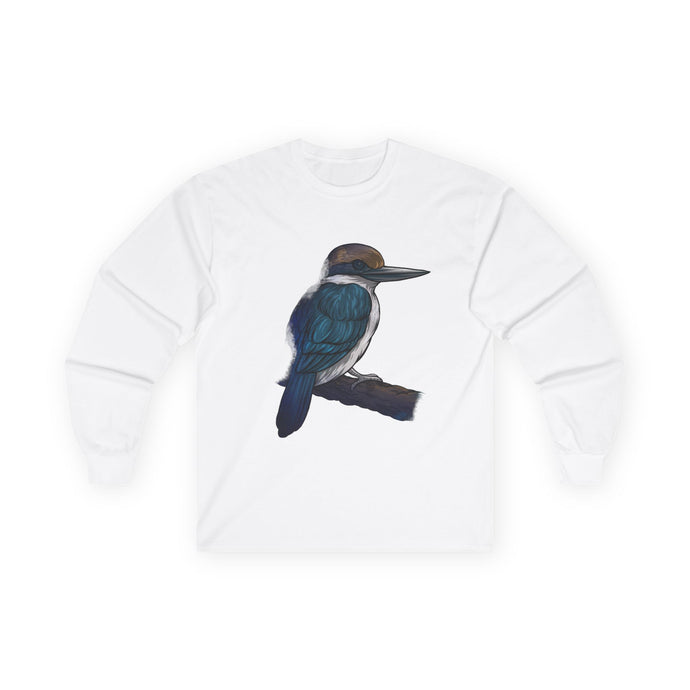 Nature-Inspired Long Sleeve Tee with Kingfisher Design